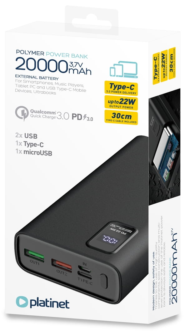 PLATINET power bank 20000mAh 45728 PMPB20WQC727B - Henryx24