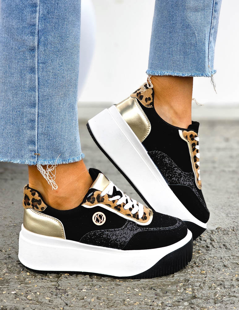 Czarne Eleganckie Sneakersy Na Grubej Podeszwie Next