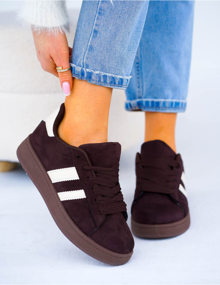 Czekoladowe Zamszowe Buty Sportowe Campes Dark Chocolate