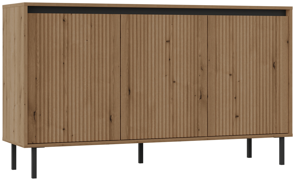 Trzydrzwiowa komoda do salonu 148 cm z frezowanymi frontami OMEGA