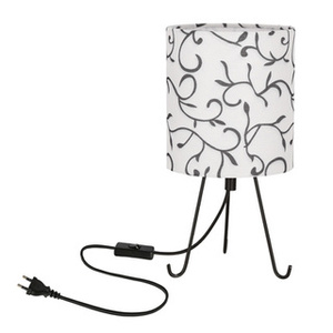 Czarna lampa stołowa z białym abażurem do salonu SMALLY 1 punkt światła