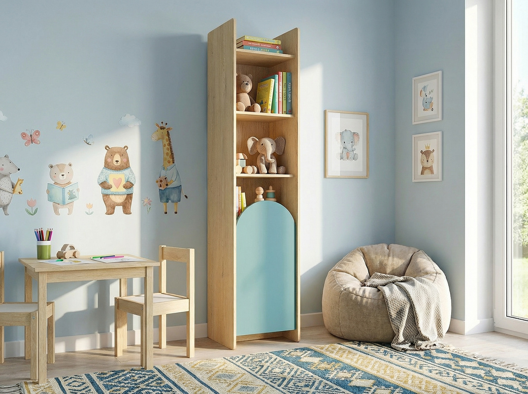 Regał na książki dla dzieci z półkami 43 cm LOLLIE dąb cremona