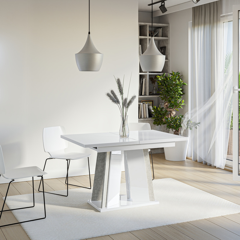 Prostokątny stół rozkładany do jadalni 160x80 cm DENOS biały