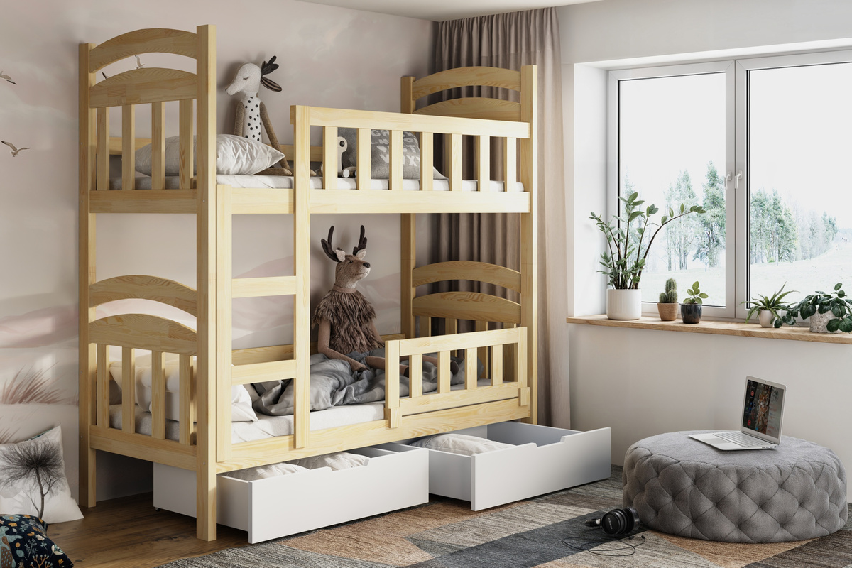 Łóżko piętrowe 2 osobowe 75x180 cm do pokoju dziecięcego DELIO