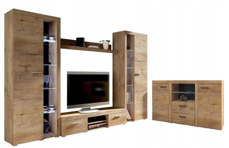 Meblościanka z komodą Dąb lefkas SAMBA BIG