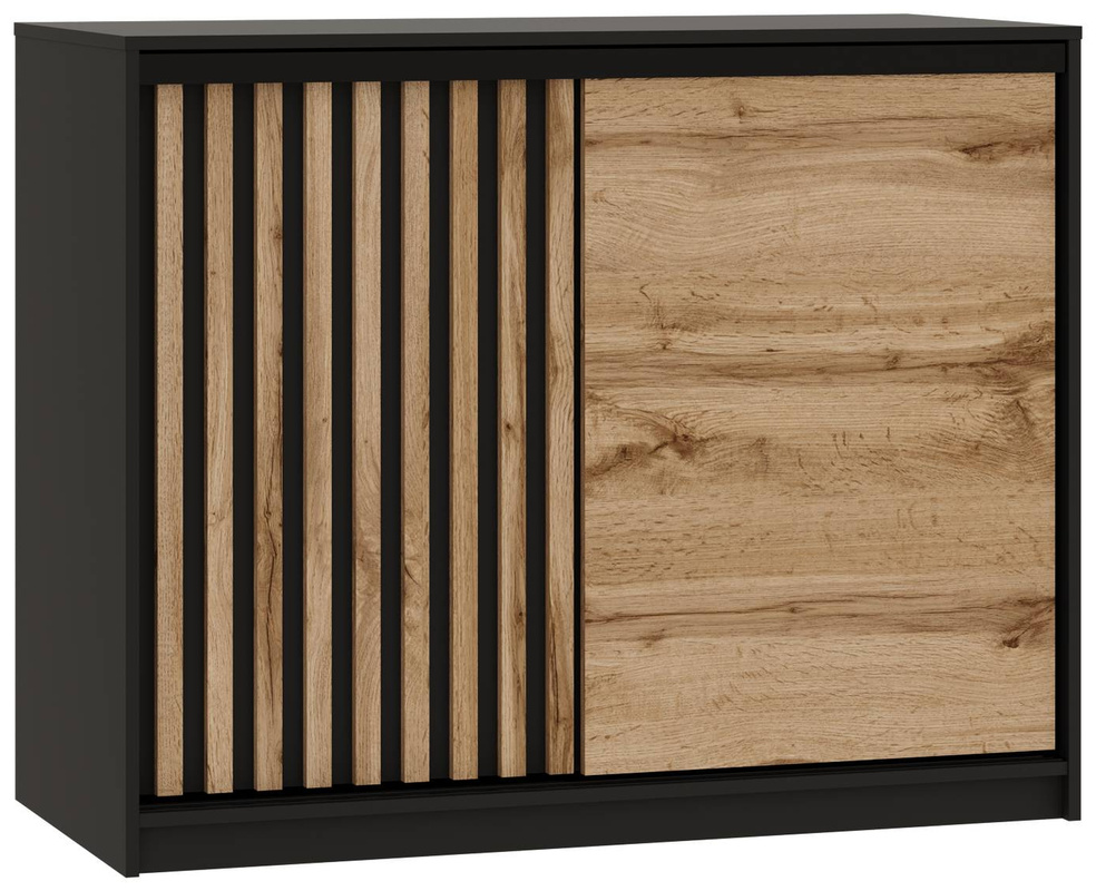 Komoda przesuwna 120 cm z lamelami i drążkiem do sypialni LOFT