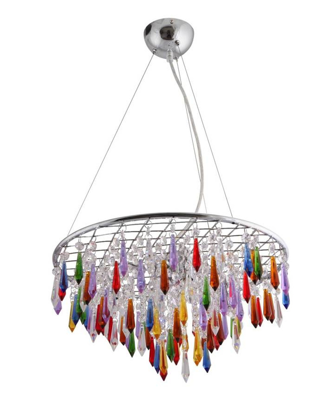 Chromowana lampa wisząca z kryształkami regulowana wysokość VEGAS 1-płomienna