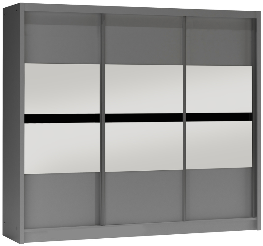 Trzydrzwiowa grafitowa szafa przesuwna 250 cm BREGO