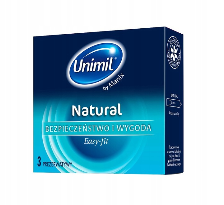 Unimil Natural+ lateksowe prezerwatywy, 3 szt