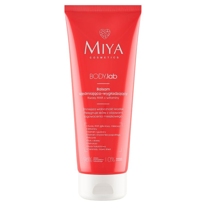 Miya BODY.lab – Ujędrniająco-wygładzający balsam z kwasami AHA i witaminami, 200 ml