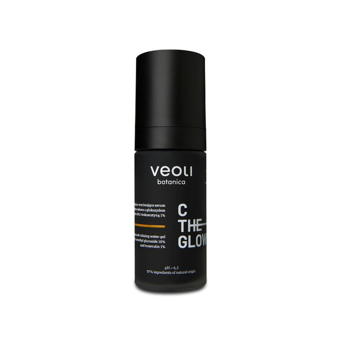 Veoli Botanica C THE GLOW rozjaśniająco-wyciszające serum wodno-żelowe z glukozydem askorbylu 10% i trokserutyną 1%, 30 ml