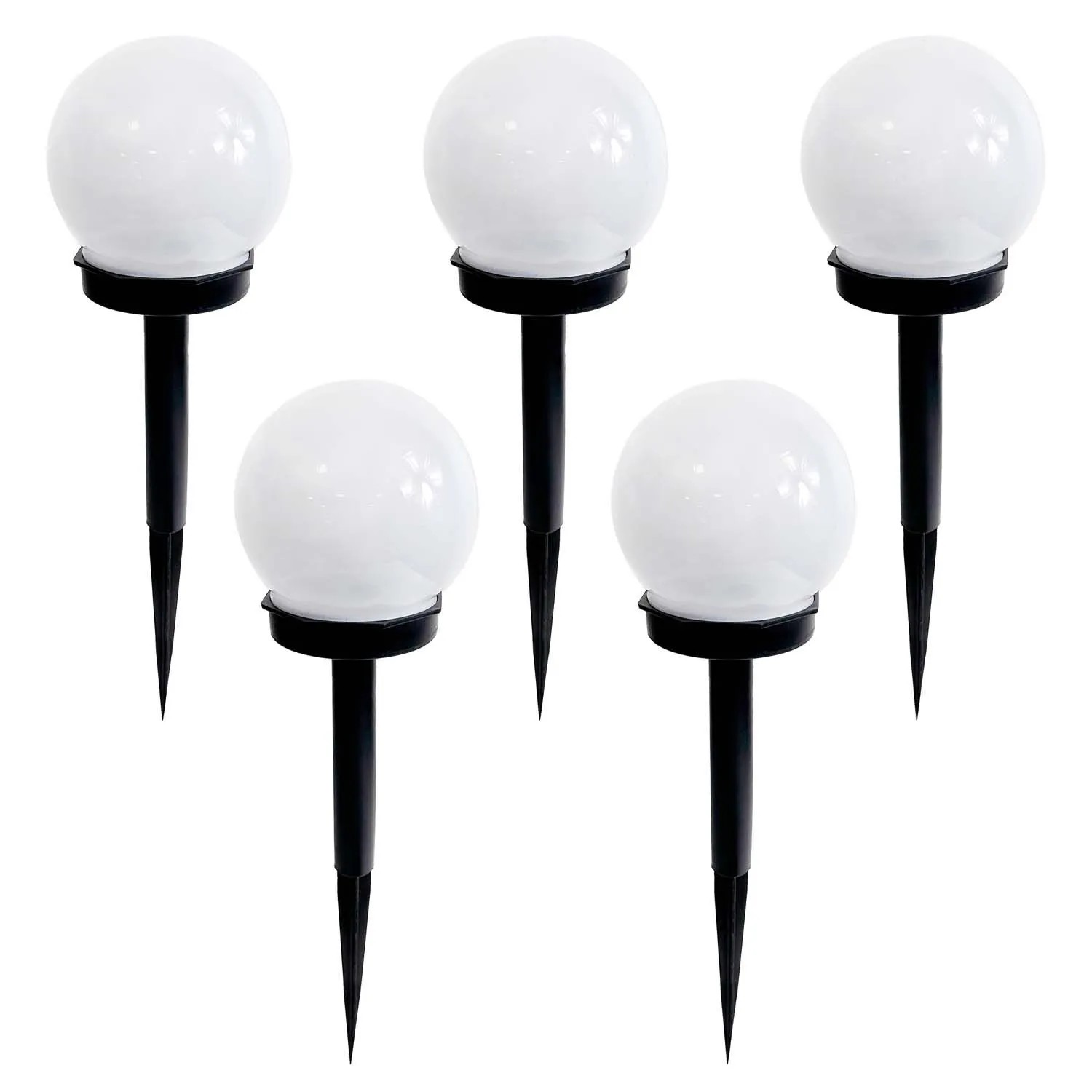 4iQ Zestaw 5 lamp solarnych LED ZENIT czarnych śr. 10 cm