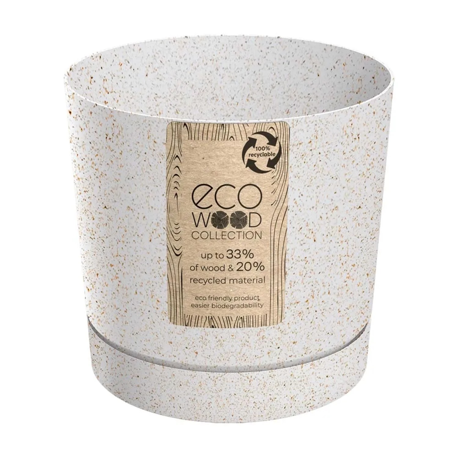 Prosperplast Doniczka Tubo P Wood biała - 11 cm