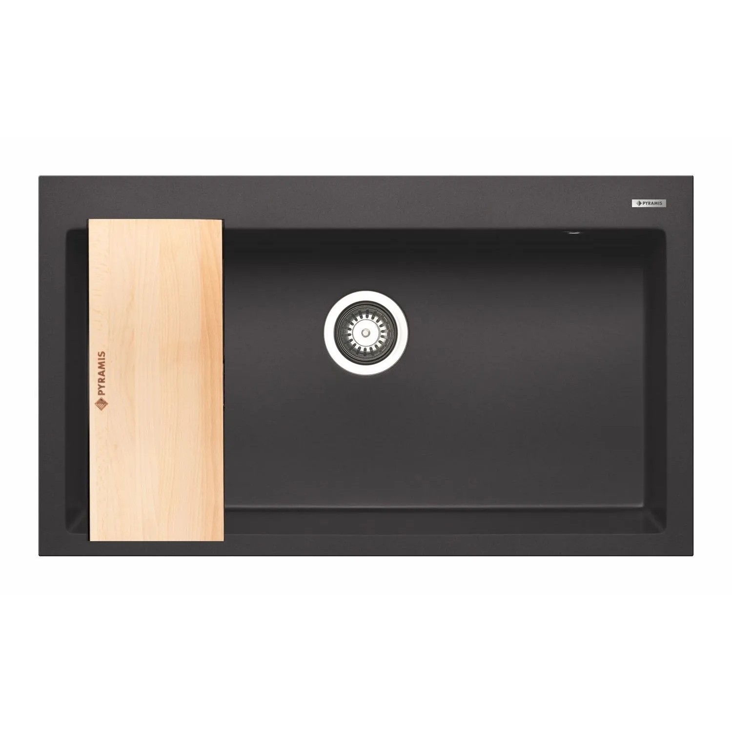 Pyramis Zlewozmywak ISTROS 1-kom. z deską czarny - 86 x 50 cm