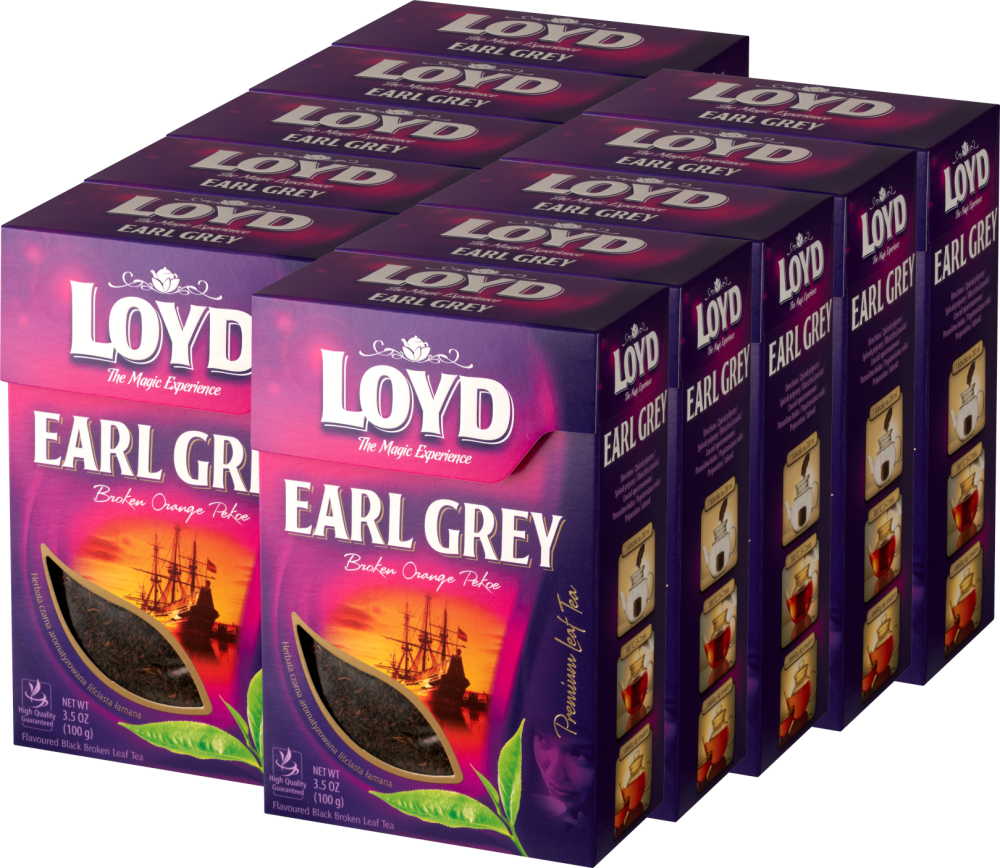 10x Herbata czarna liściasta Loyd Earl Grey, 100g