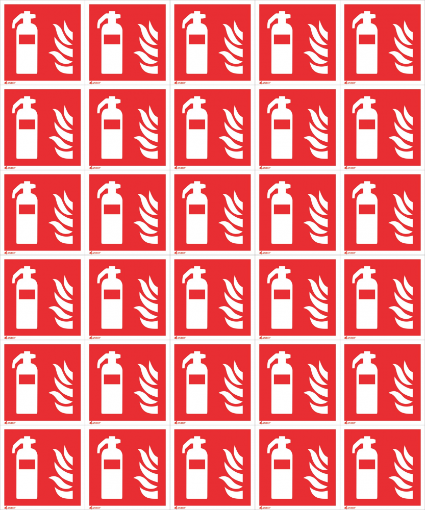 40x Naklejka informacyjna Anro, Z-F001-FS, "Gaśnica", 150x150mm