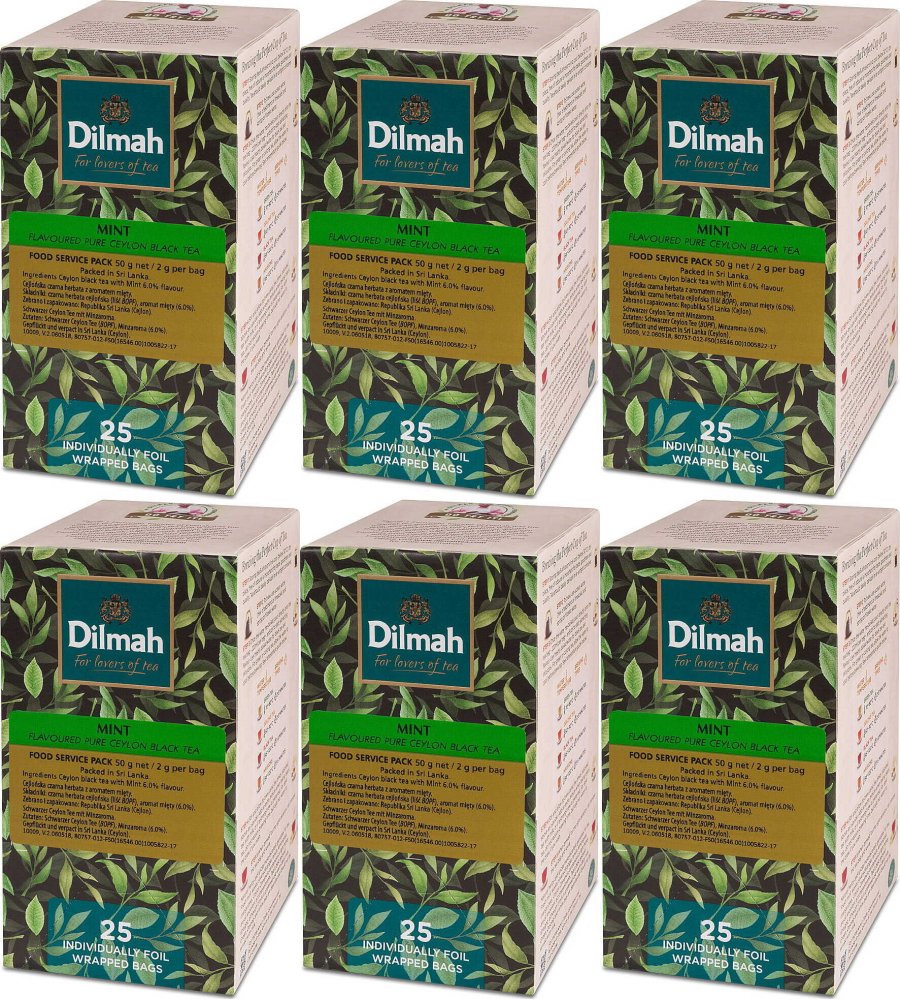 6x Herbata ziołowa w kopertach Dilmah Mint, mięta, 25 sztuk x 2g