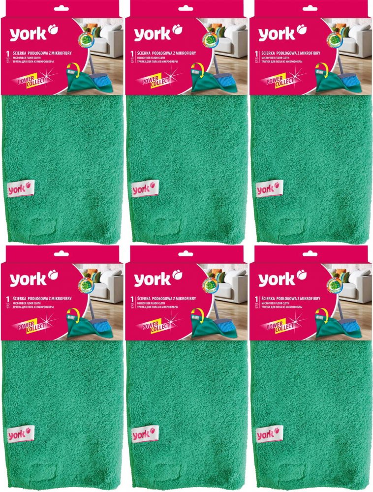 6x Ścierka podłogowa York Power Collect, mikrofibra, 50x60cm, zielony