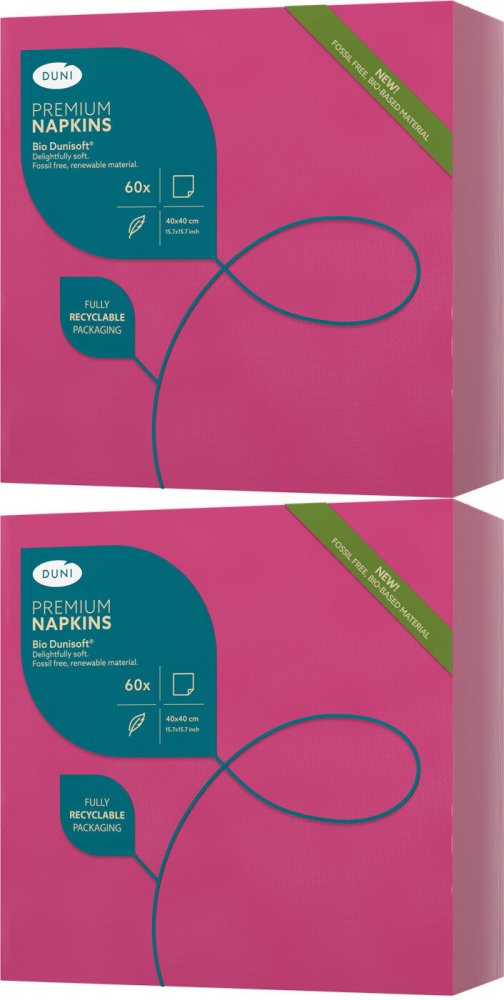 2x Serwetki Duni Bio Dunisoft, 40x40cm, 60 sztuk, fuksja