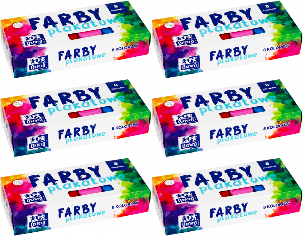 6x Farby plakatowe Oxford, 20ml, 8 sztuk, mix kolorów