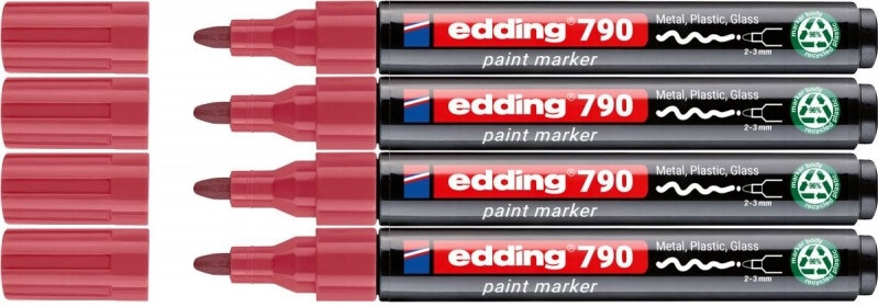 4x Marker olejowy edding e-790 PCR, okrągła, 2-3 mm, różowy