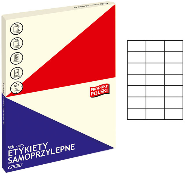 Etykiety samoprzylepne Grand, 70x42.3mm, 100 arkuszy, biały