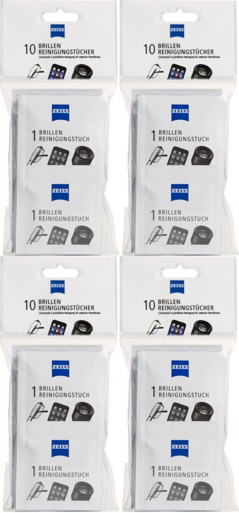 4x Chusteczki do czyszczenia okularów i wyświetlaczy Zeiss, 10 sztuk