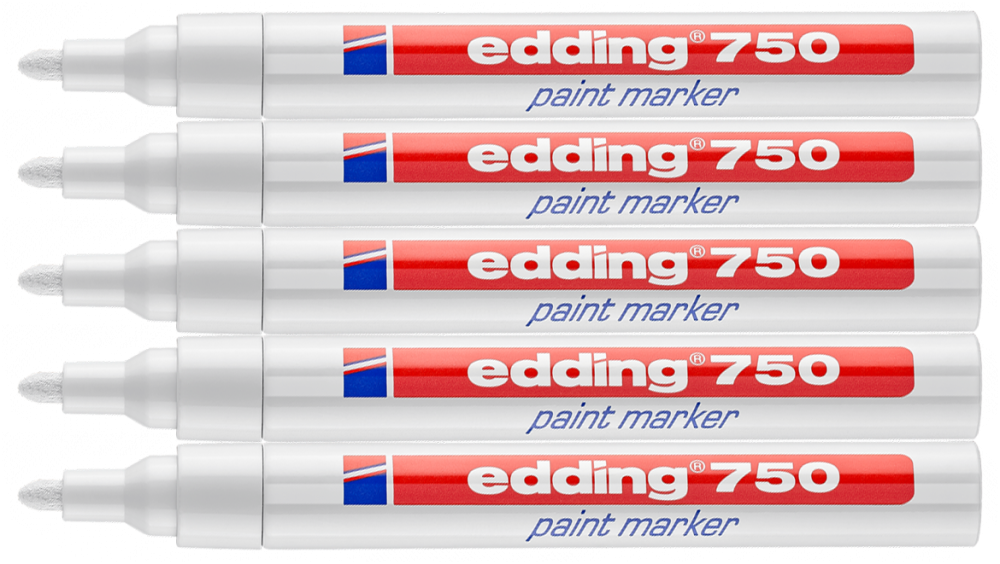 5x Marker olejowy edding 750, okrągła, 4mm biały
