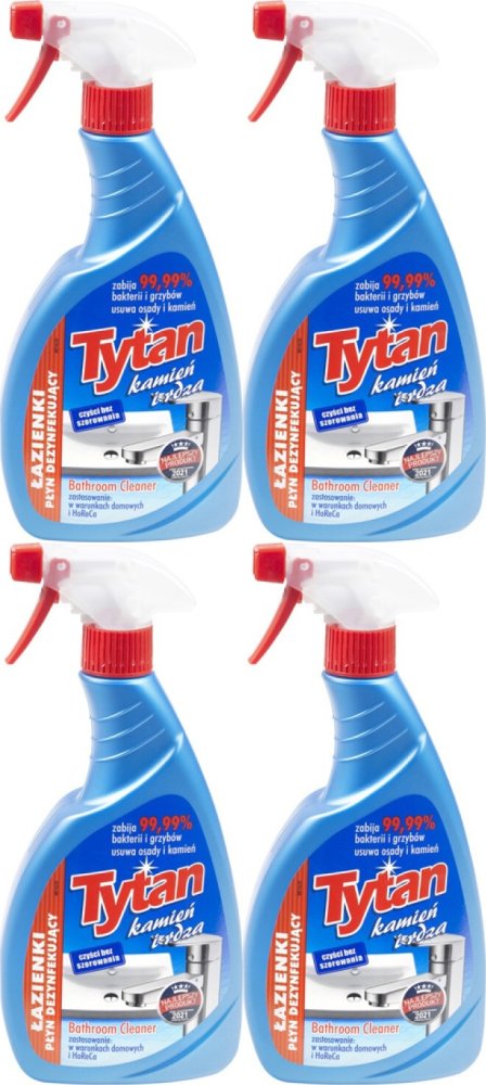 4x Płyn do mycia łazienek Tytan, kamień i rdza, z rozpylaczem, 500g