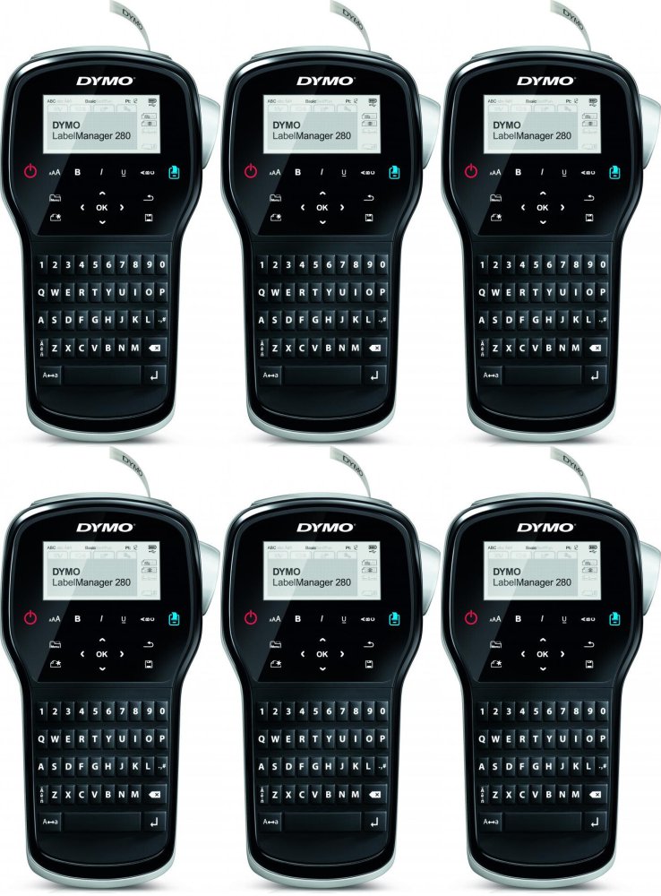 6x Drukarka etykiet Dymo, LM280, do taśmy D1 6/9/12 mm, 180 dpi, czarno-biały