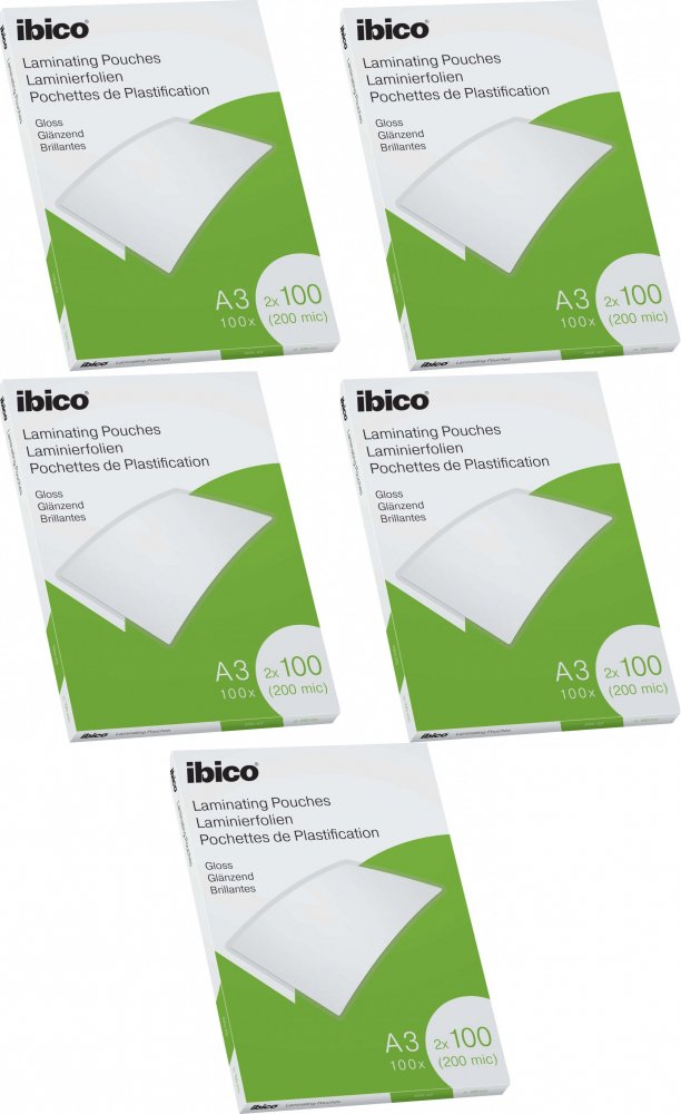 5x Folia do laminowania Ibico, 303x426mm, A3, 2x100 μm/ 100 sztuk