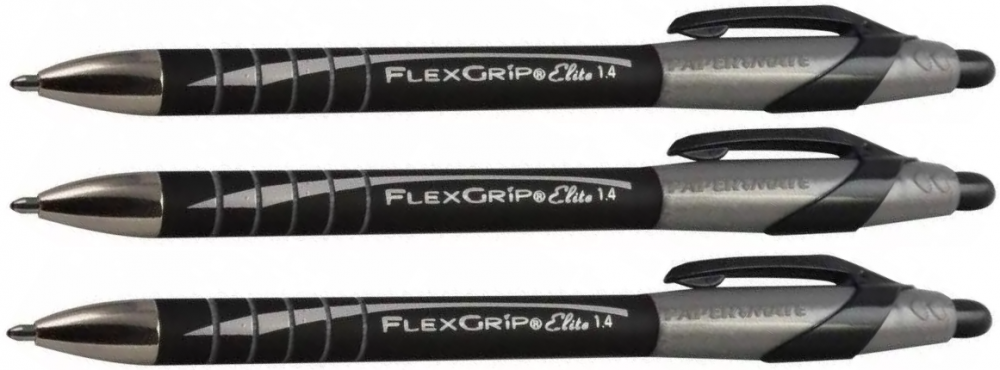 3x długopis automatyczny Paper Mate, FlexGrip Elite, czarny