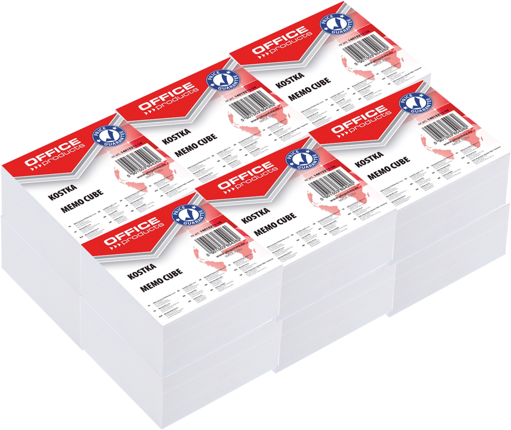 12x Karteczki do notatek Office Products, nieklejone, 85x85x40mm, biały