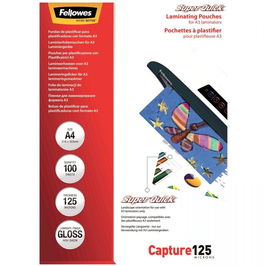 Folia do laminowania Fellowes Super Quick, A4, 2x125 μm, 100 sztuk
