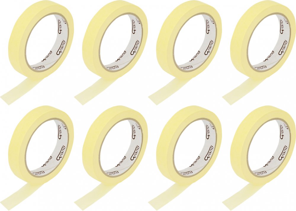 8x Taśma lakiernicza Grand, 19mmx40m, żółty