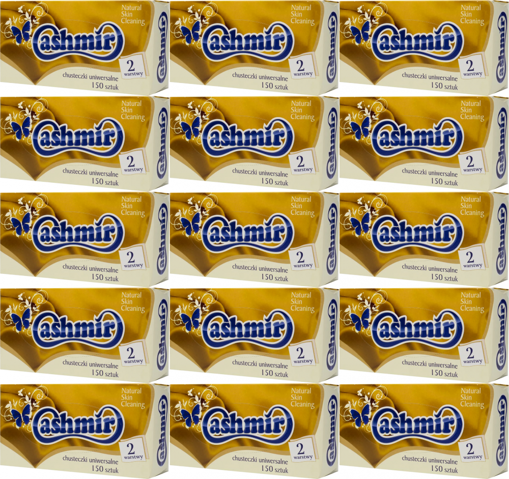 15x Chusteczki higieniczne Cashmir, w kartoniku, 150 sztuk