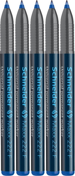 5x Foliopis permanentny Schneider Maxx 222, F, 0.7 mm, niebieski