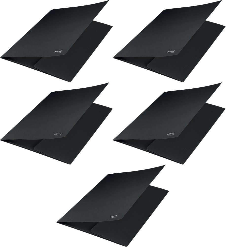 5x Teczka na dokumenty Leitz Recycle, A4, kartonowa, 2mm, czarny