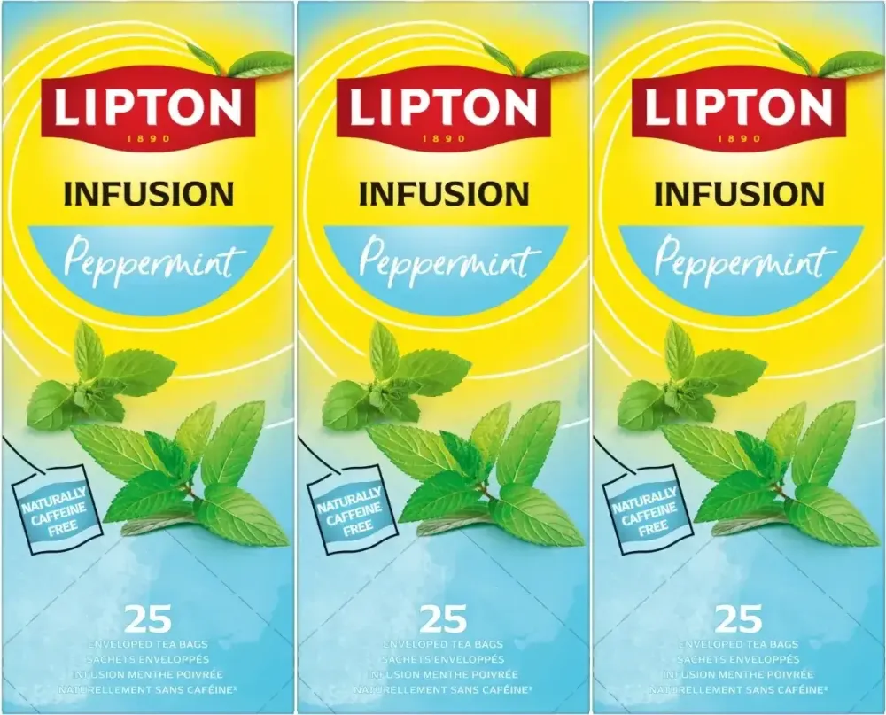 3x Herbata ziołowa w kopertach Lipton Relax, Peppermint (mięta pieprzowa), 25 sztuk