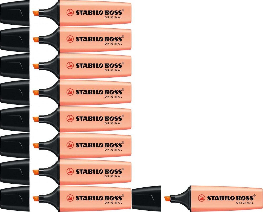 10x Zakreślacz Stabilo Boss Original, ścięta, pastelowy pomarańczowy