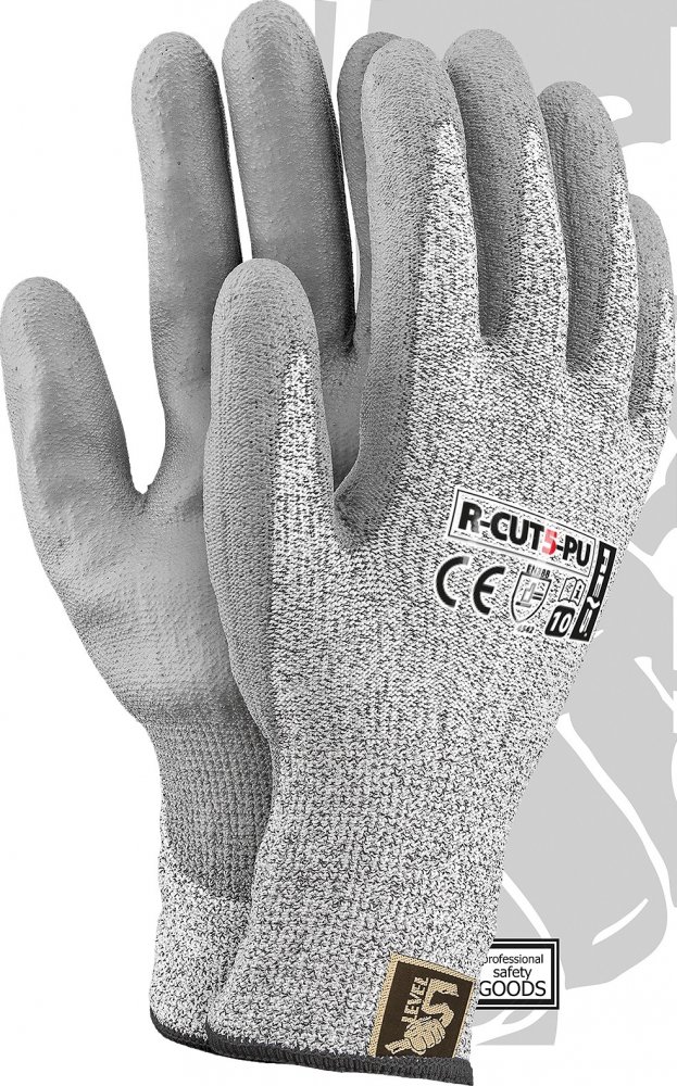 Rękawice robocze Reis R-CUT5-PU BWS, antyprzecięciowe, powlekane, rozmiar 8, szary