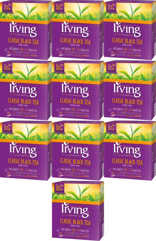10x Herbata czarna w torebkach Irving, 100 sztuk x 2g