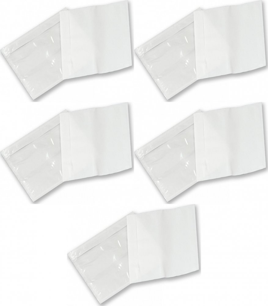 5x Koperty kurierskie/kangurki/przylgi NC, C6, z paskiem HK, 100 sztuk, przezroczysty