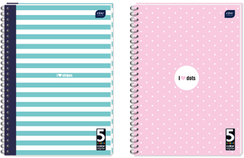 2x Kołonotatnik z kolorowymi marginesami Interdruk, A4, w kratkę, 100 kartek, mix wzorów