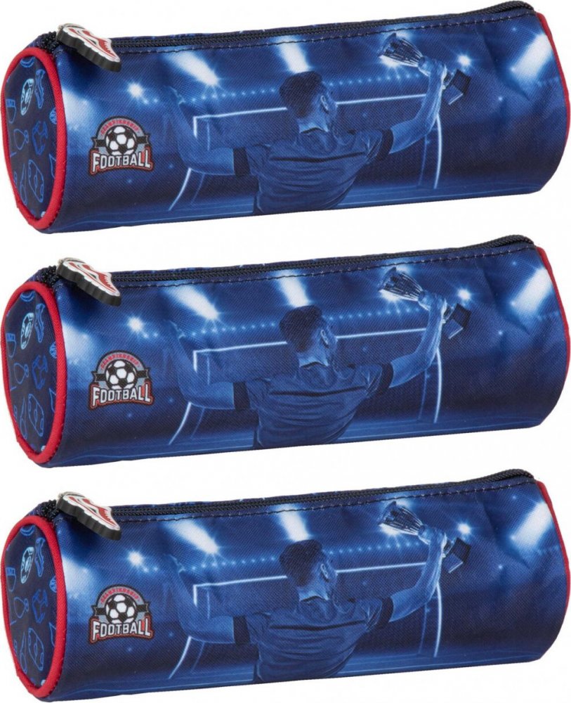 3x Piórnik tuba Derform Piłka 19, bez wyposażenia, 7x21cm, granatowy