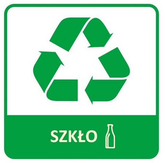 Etykieta (naklejka) na kosz do segregacji , "szkło", 14x14cm, 1 sztuka