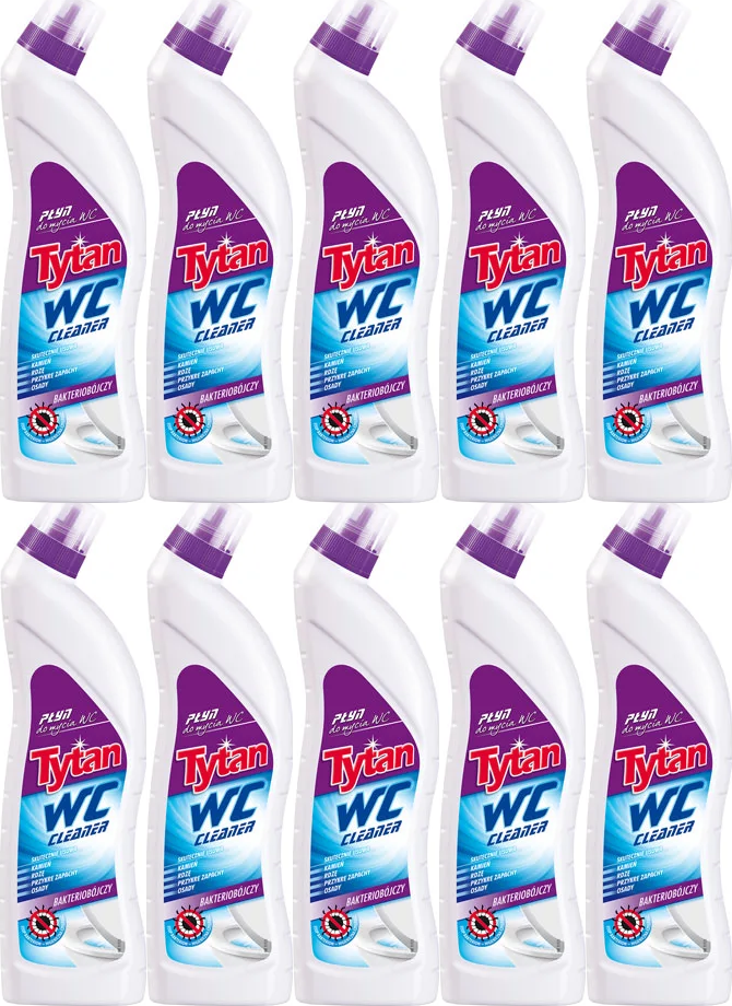 10x Płyn do czyszczenia WC Tytan, bakteriobójczy, fioletowy, 700g