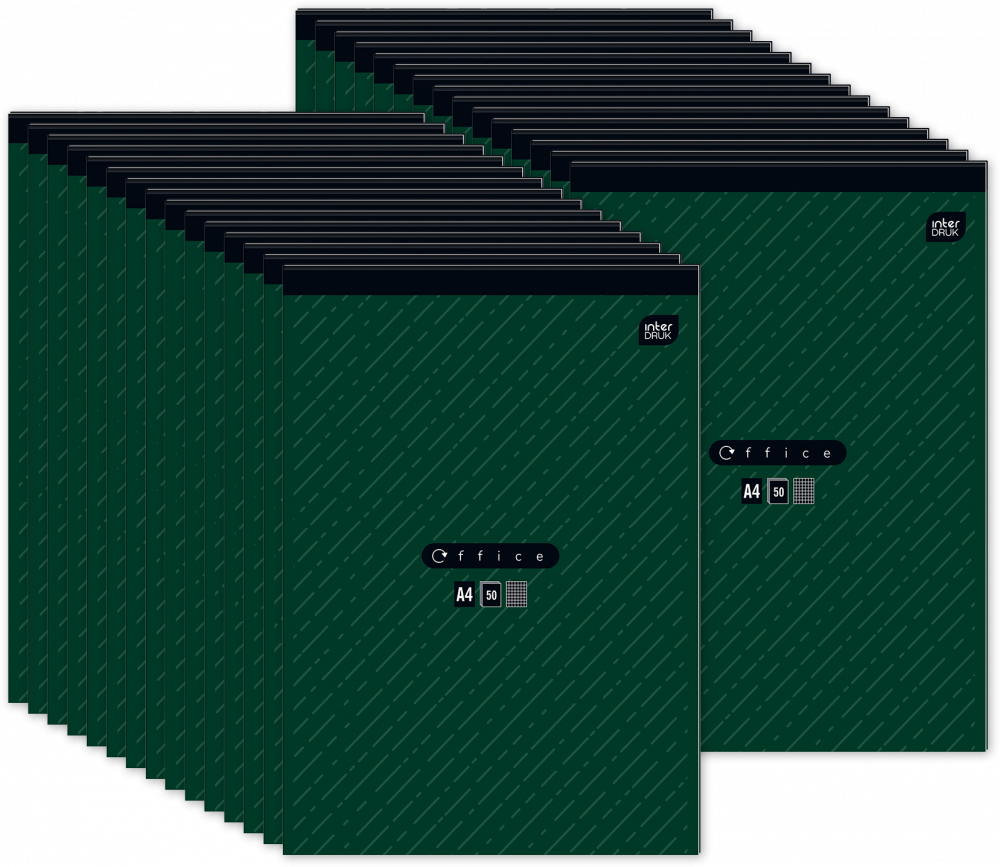 30x Blok biurowy w kratkę Interdruk, A4, 50 kartek, mix wzorów