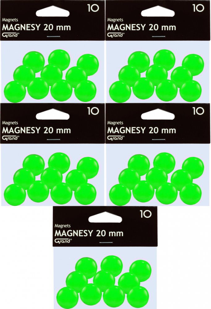 5x Magnesy Grand, 20mm, 10 sztuk, zielony