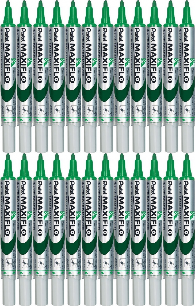 24x Marker suchościeralny Pentel Maxiflo MWL5S, okrągła, 4mm, zielony
